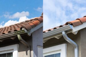 Comparativa canalón antiguo frente a aluminio continuo